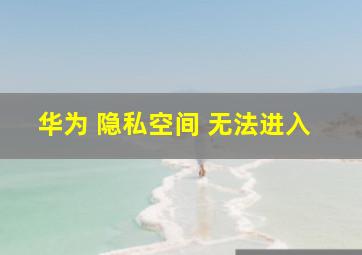 华为 隐私空间 无法进入